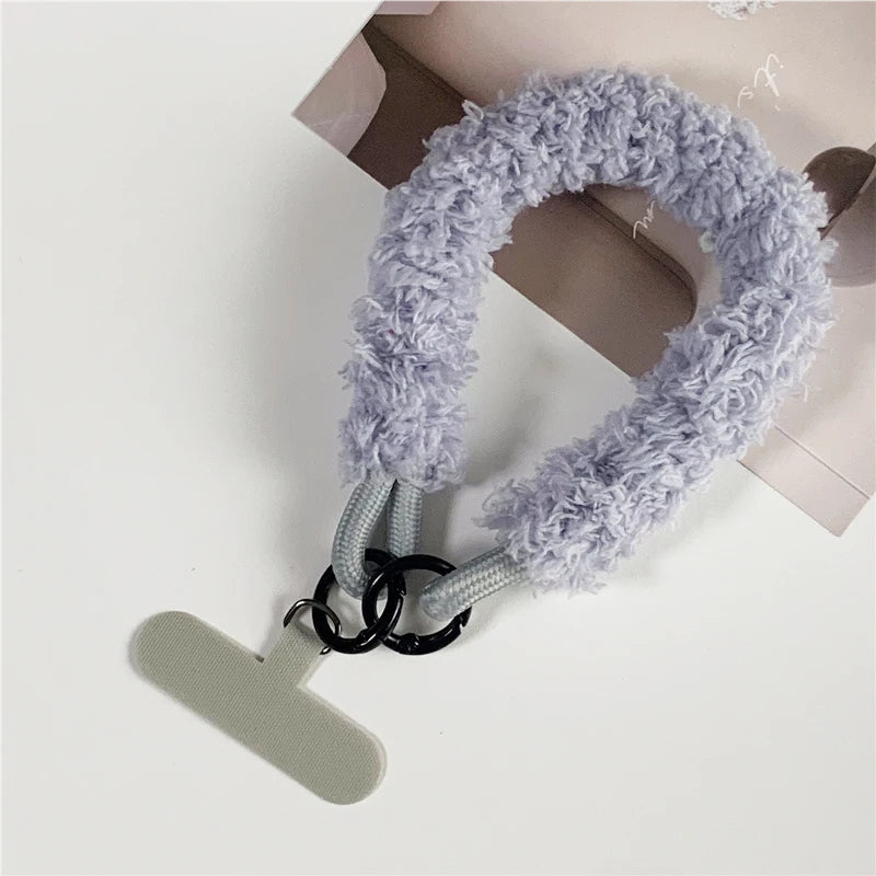 Winter Warm Mobile Phone Wrist Strap Cell Accessories With Patch Key Lanyard Exquisite Anti-lost Cellphone Chain Rope Keychain