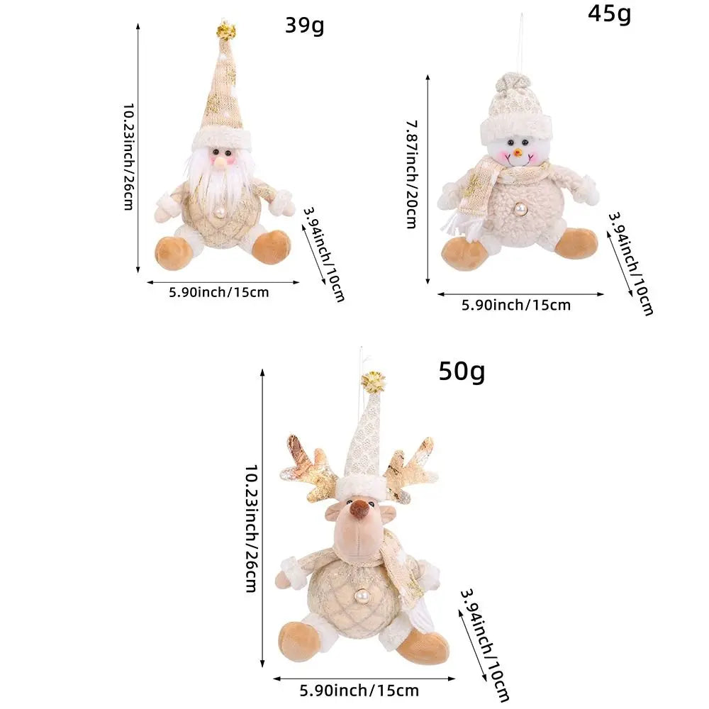 Cute Christmas Tree Pendant Figurine Ornament Elderly Christmas Doll Ornament Snowman Elk Santa Pendant Decor New Year