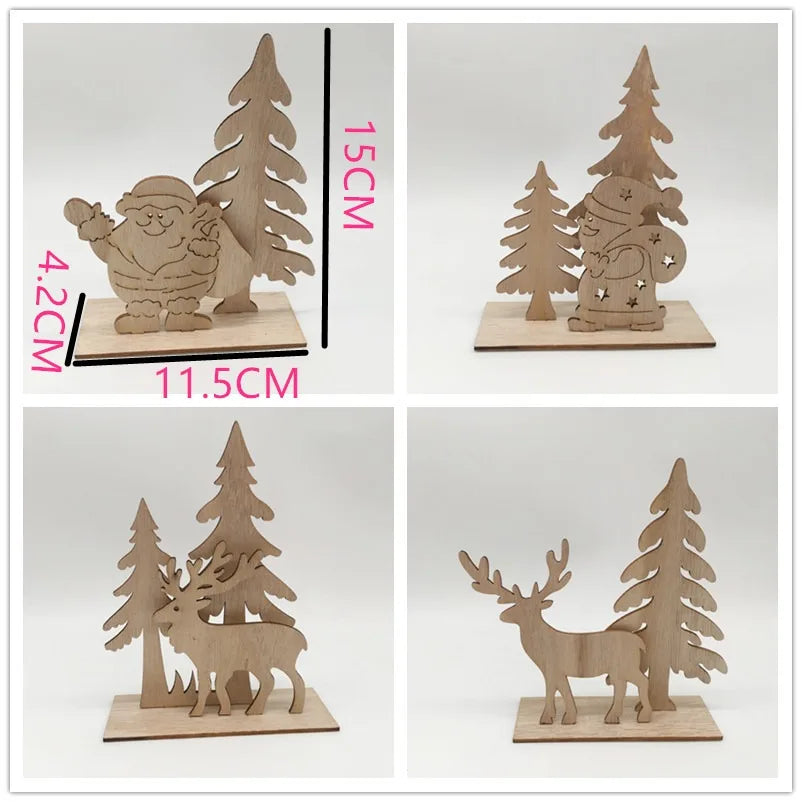 Wood Christmas Table Ornaments Centerpiece Wood Snowman Reindeer Santa Unfinished Wooden Christmas Ornaments to Paint Crafts