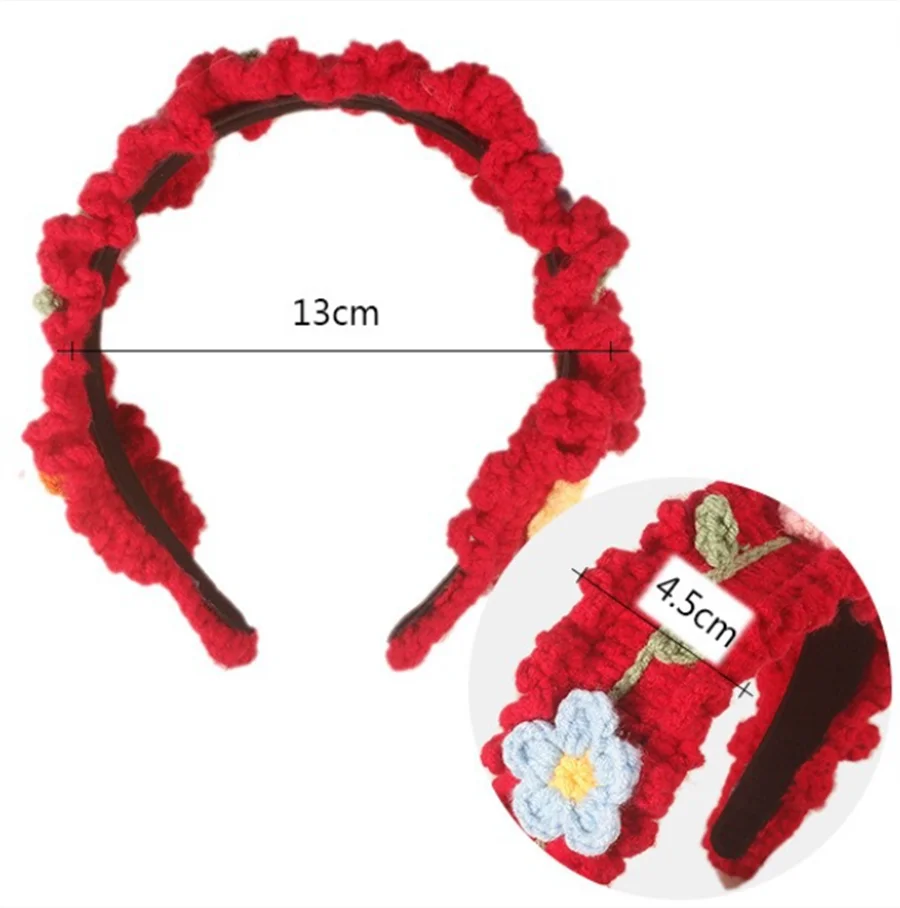 Fashion children's hair accessories winter hand-knitted wool headband lady cute girl heart flower wide headband hair accessories