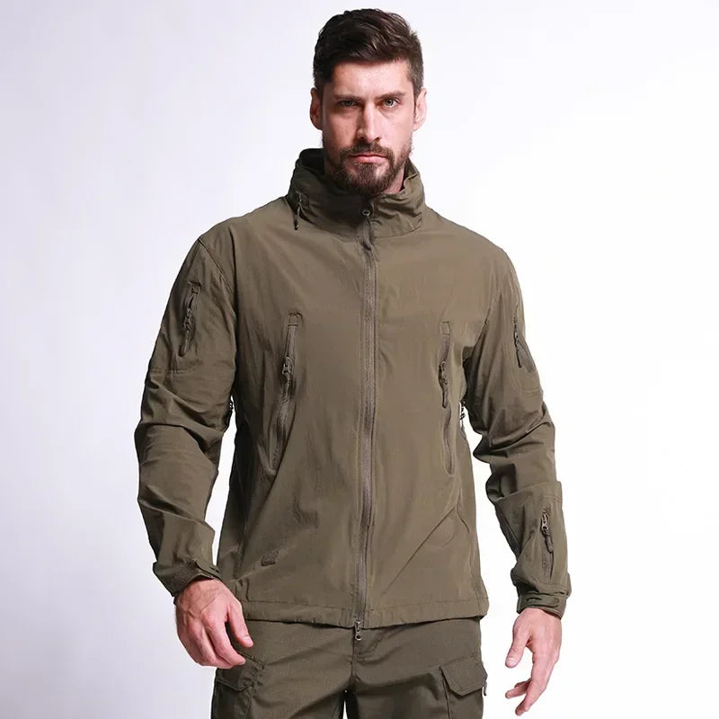 Men Jacket Hooded for Running Hiking Climbing Outdoor Sports Thermal Cycling Clothes 2024 Autumn Windproof Apparel Riding Jacket