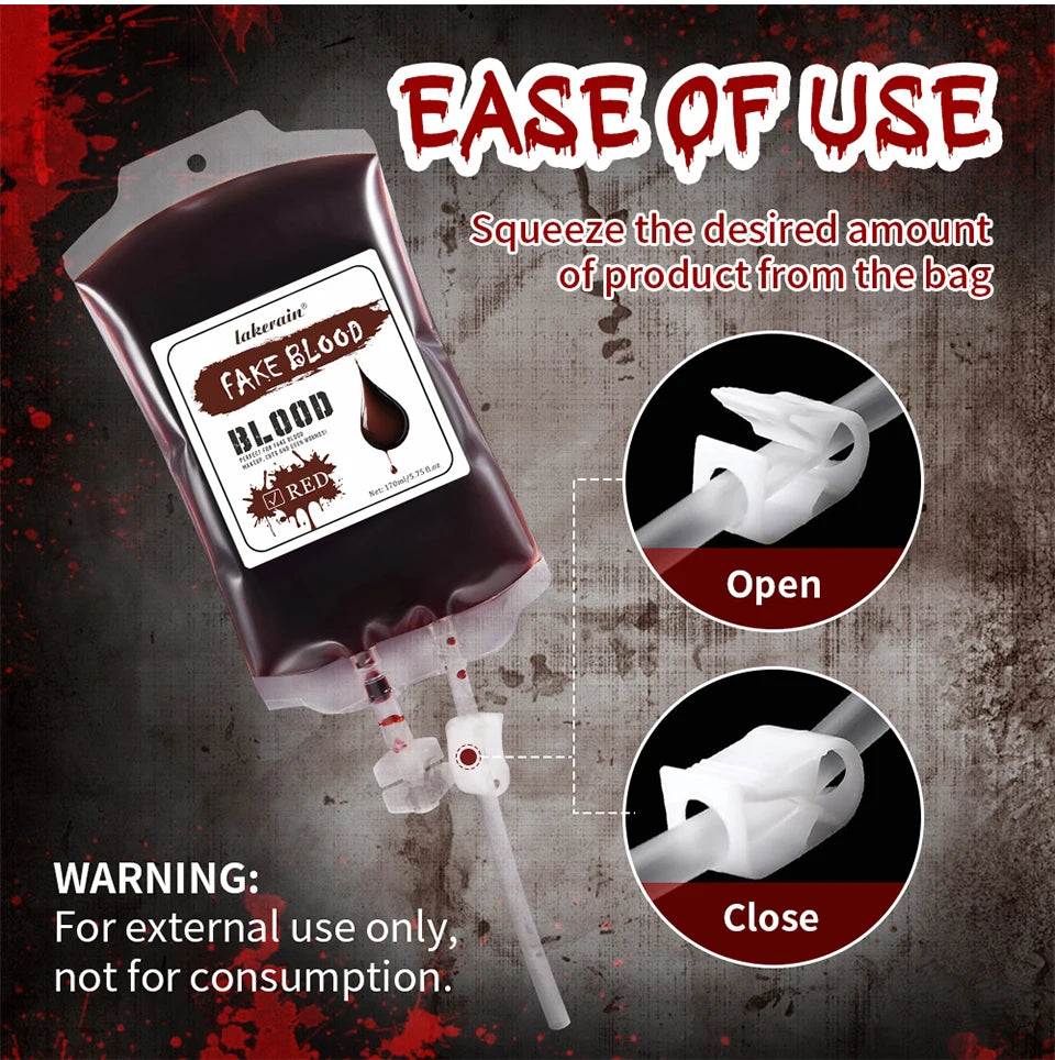 Halloween Blood Makeup Realistic Washable Fake Blood for Zombie Monster Clothes Body Paint Halloween Makeup