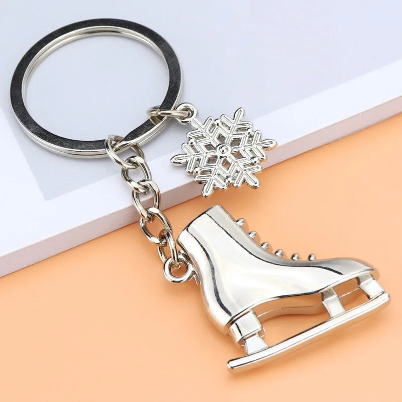 Winter Skates keychain car skate buckle Key Chain ice skate shoes snowflake key chain winter games promotion commemorative gift