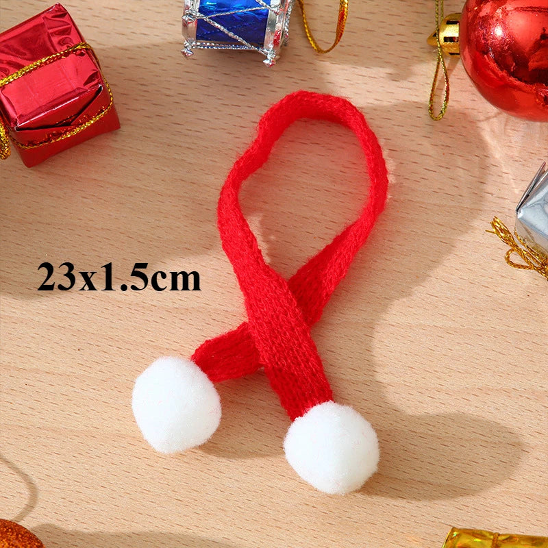 Christmas Decoration  Mini Knit Hat Mini Christmas Scarf Set Knitting Craft Doll Hats Jewelry Making Hair Decoration New year