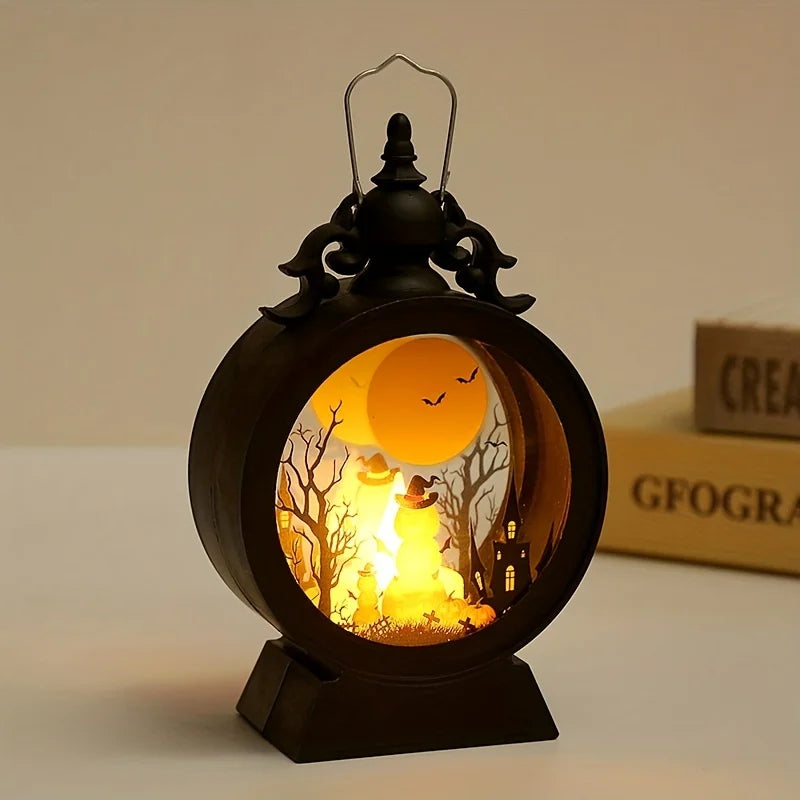 Halloween Oil Lamp，LED Electronic Wax Candle Light，Handheld Lantern，Party Atmosphere Props，Luminous Ornaments