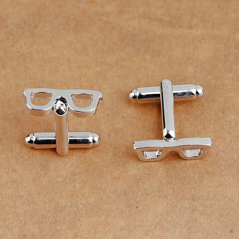 1Pair Creative Glasses Cufflinks for Men Fashion Eyeglass Frame Cufflinks Button Jewelry French Shirt Men's Suit Accessories