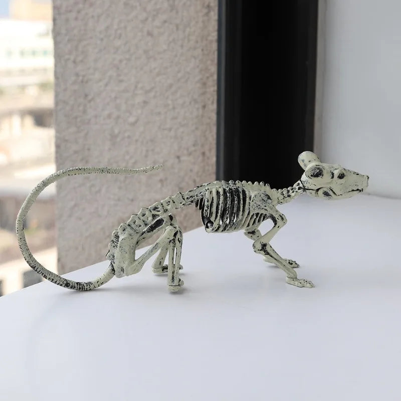 Halloween Animal Skeleton Decration Horror Mouse Skeleton Simulation Realistic Bones Scary Halloween Party Props