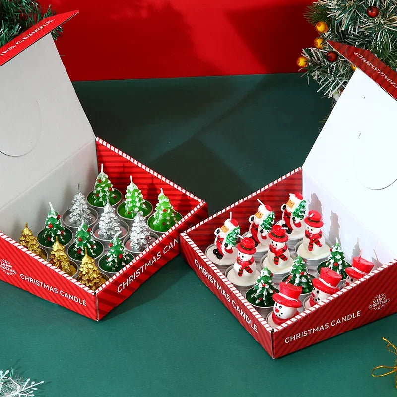 Christmas 12 sets of candles old man tree snowman carnival romantic decoration candlelight dinner Christmas painting small wax