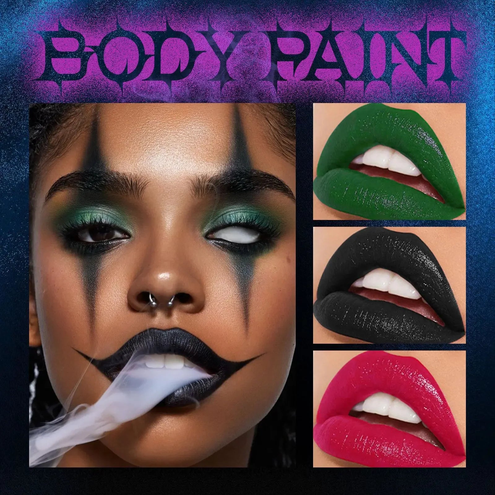 Halloween Matte Lipstick Dark Black Vampire Olive Green Creative Halloween Makeup Face Body Painting