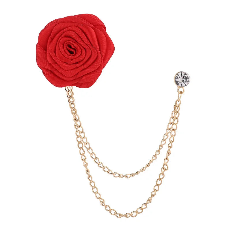 New Men And Women Emcee Pectoral Accessories Suit Accessories Encrypted Rose Brooch Tassel Chain H1305