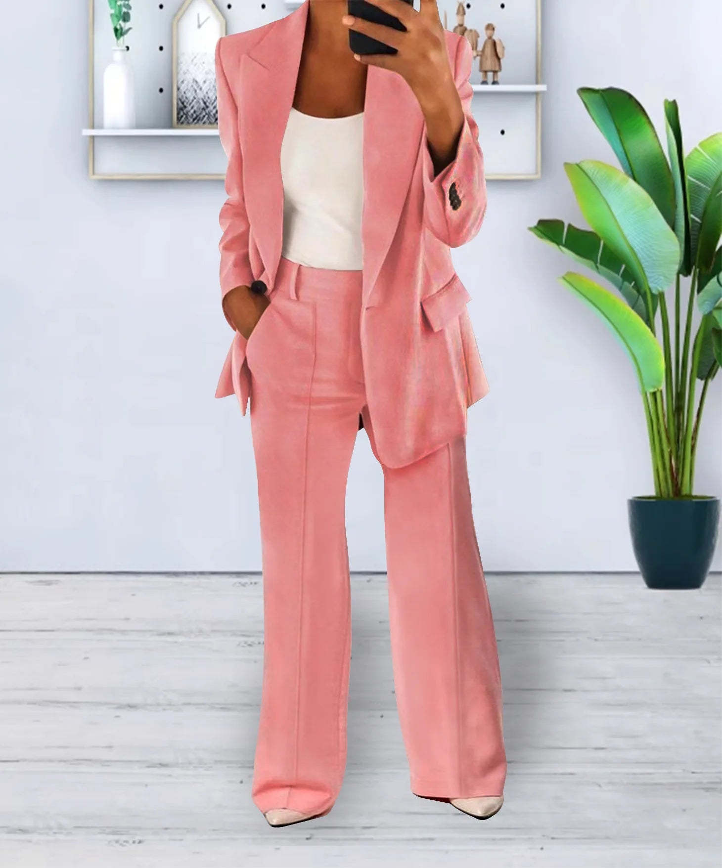 Women Spring Autumn Suit 2 Piece Sets Long Sleeve Jacket Coat High-Waisted Trousers Business Suit Office Ladies Pant Sets Outfit
