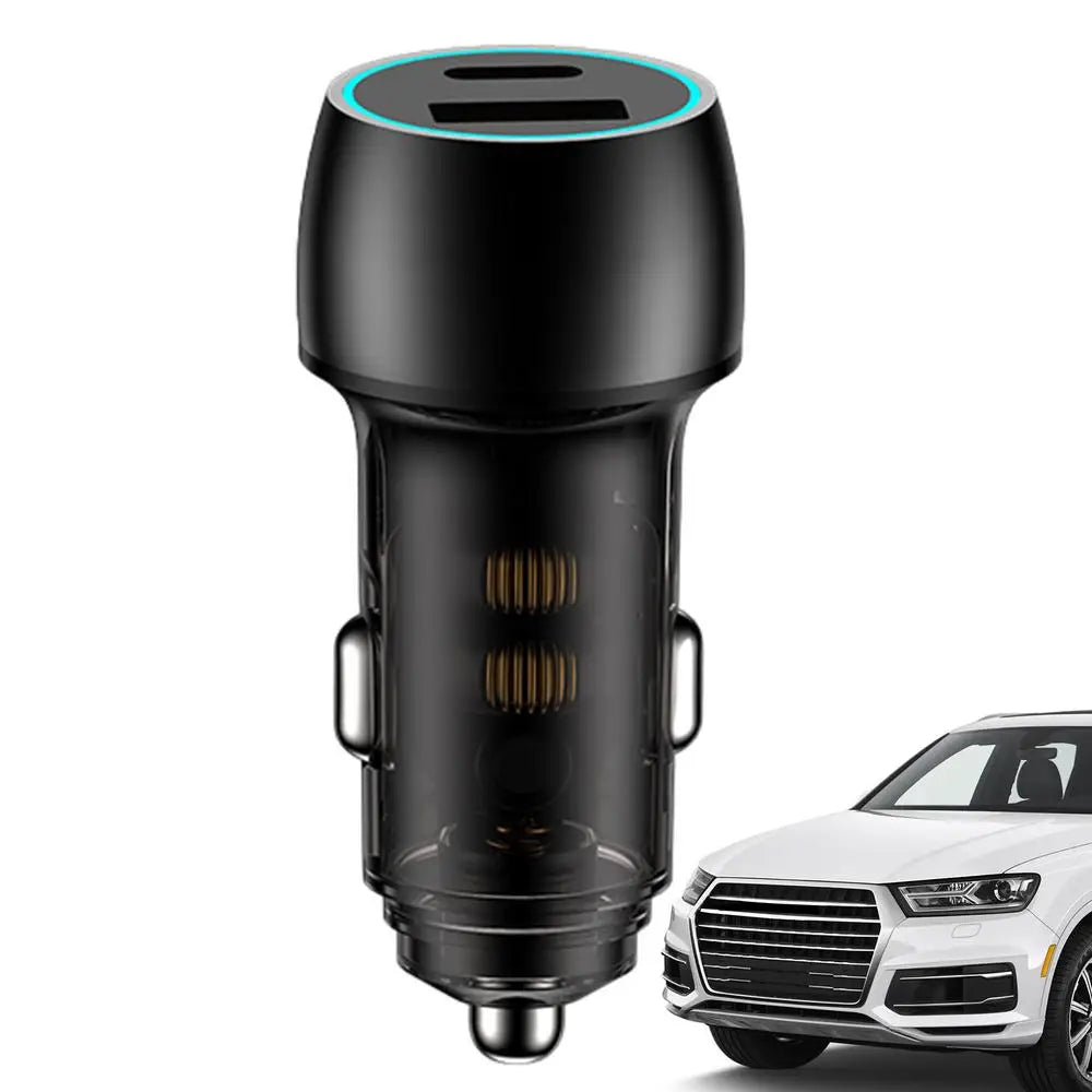 Metal 48w Car Charger Fast 48w Charger Adapter Double Type-C And USB-A Port 48w Cell Phone Car Charger For Cars Trucks Suvs Auto