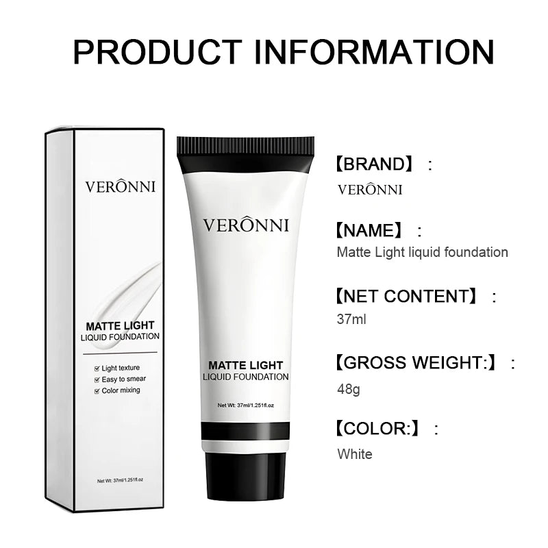 Halloween Dark Makeup Matte LipstickWhite Liquid Foundation Face Body Painting Base for Cosplay Mardi Gras Carnival Natural Look