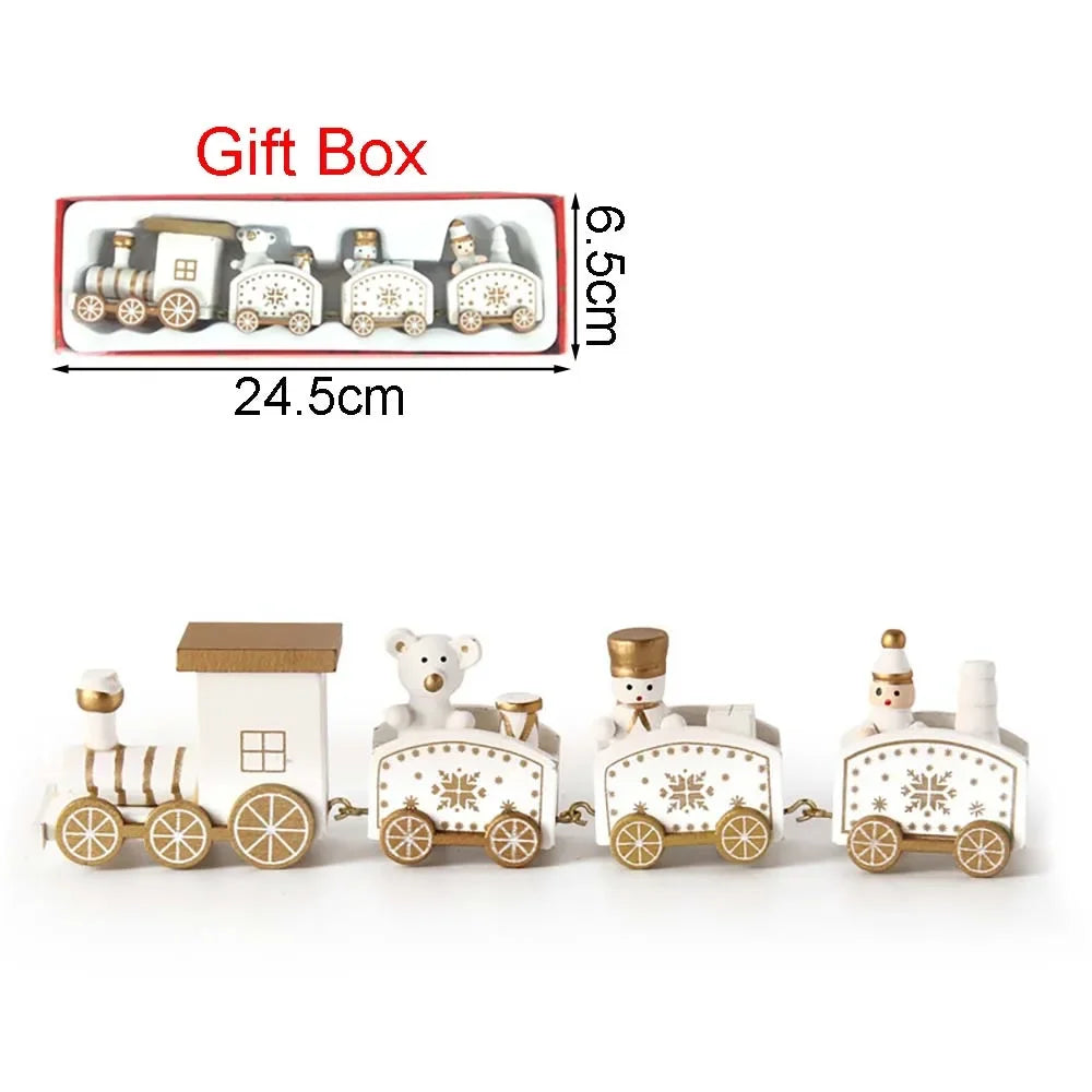 Christmas Decorations, Wooden Four-festival Mini Train, Children's Holiday Gifts, Window Display Table Ornaments Navidad