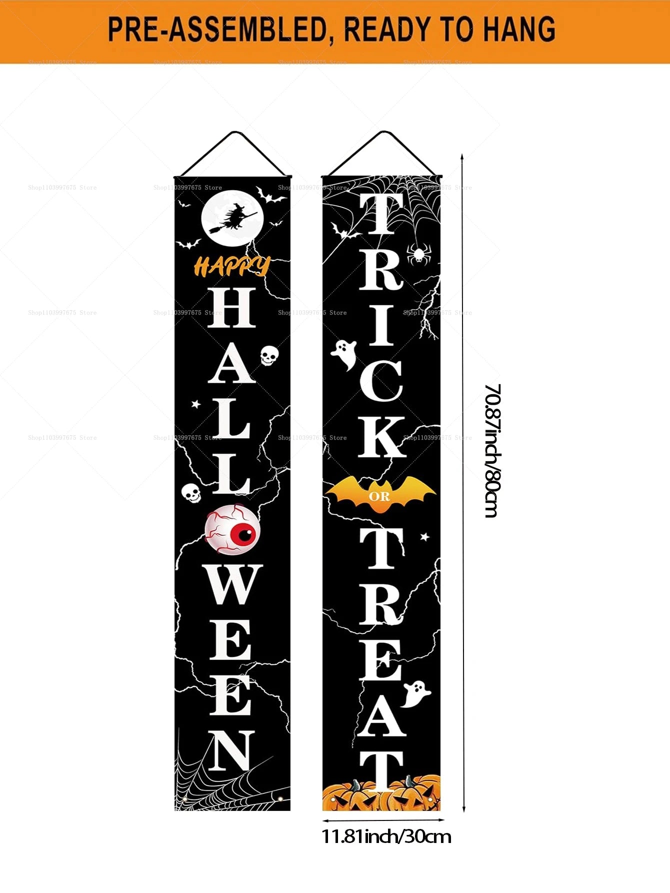 Halloween Pumpkin Ghost Decorations Outdoor Indoor Welcome Banners Porch Hanging Signs Front Door Outside Yard Party Supplies