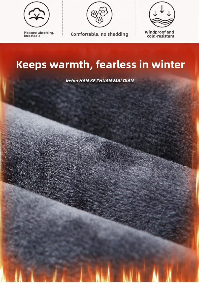 Retro American Wide Leg Men's Jeans Thiened Fce Lined Loose Fit Autumn Winter Wear Resistant Long Trousers Casual Cotton...