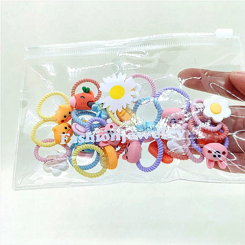 20Pcs/Lot Girls Hair Accessories Small Size Thumbs Elastic Hair Bands Rubber Scrunchies Cartoon Headwear Cute Children Headdress