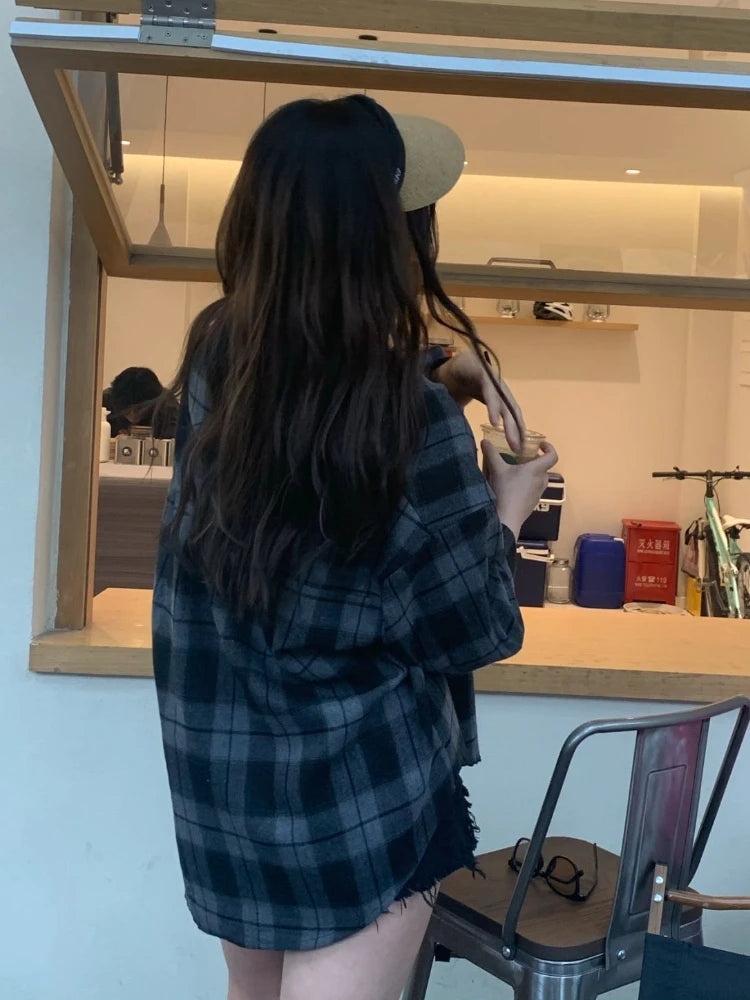 Basic Jackets Women Long Sleeves Loose Plaid Classic Gentle Students Leisure Outerwear Autumn New Arrivals Vintage Fashion Chic