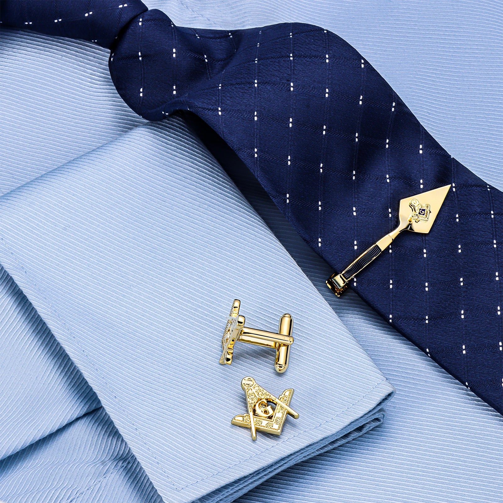 Freemason Masonic Tie Clip and Cufflinks for Men, Gift Box Packed, Mens Jewelry or Accessories, Masonic Gifts for Men.