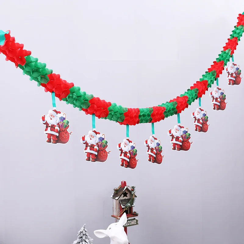 Christmas Party Decoration Santa Claus Banner Festive Decor Christmas Tree Pendants Drop Ornaments Ceiling Layout Craft Supplies