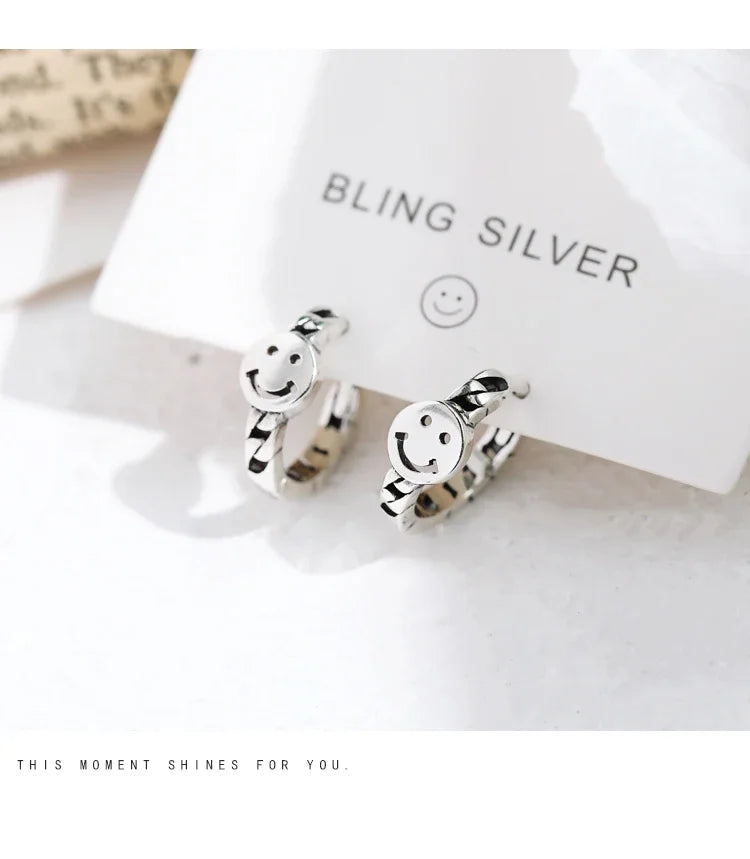 925 sterling silver retro Smile earrings new female niche design luxury premium earrings