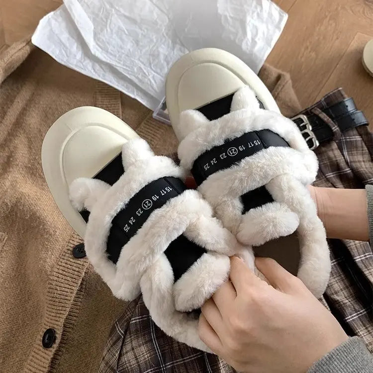 Shoes Woman 2025 Casual Female Sneakers Clogs Platform Autumn Shallow Mouth Round Toe British Style Loafers Fur New Creepers Fal