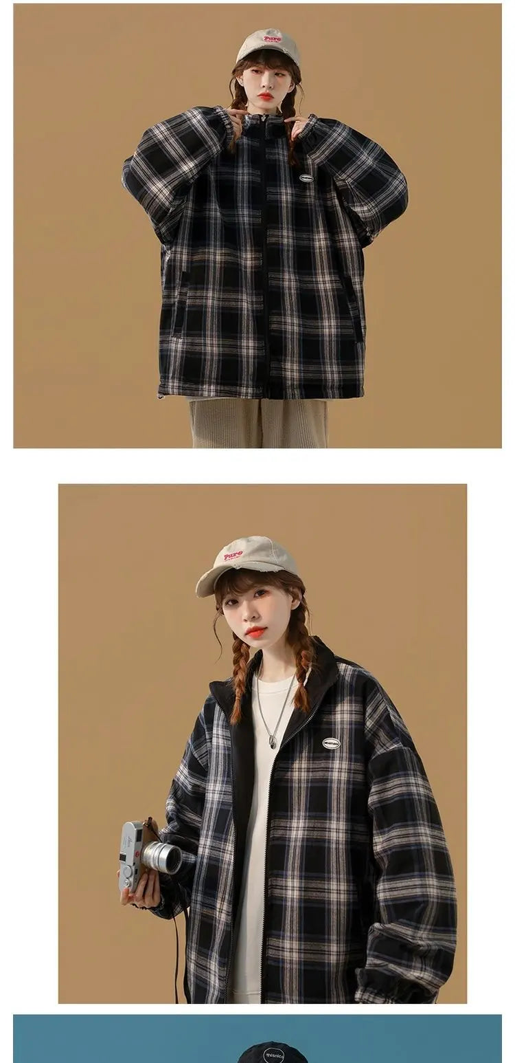 Bomber Jackets Women American Retro Chic High Street Casual Coats Reversible Turn-down Collar Fashion Newly Autumn Simple Loose