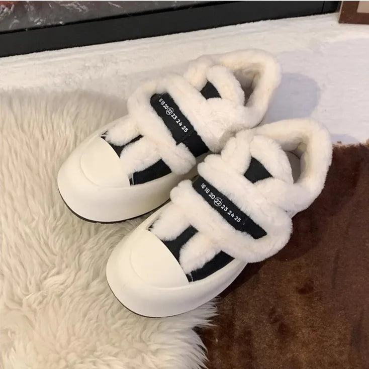 Shoes Woman 2025 Casual Female Sneakers Clogs Platform Autumn Shallow Mouth Round Toe British Style Loafers Fur New Creepers Fal