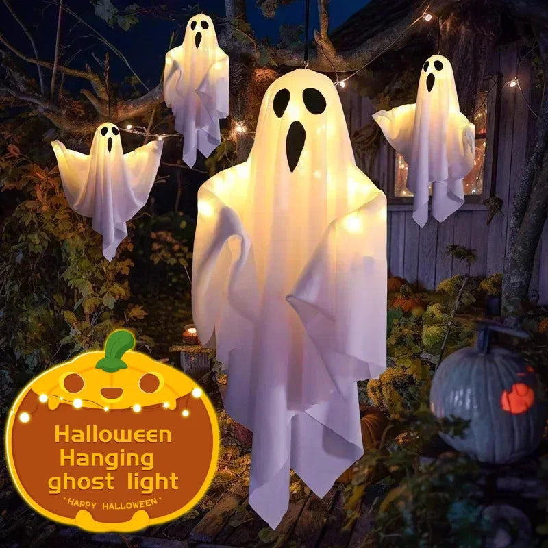 Halloween Party LED Glow Ghost Home Indoor Outdoor Decoration Supplies 2025 Haunted House Bar Hanging Horror Props with Lights