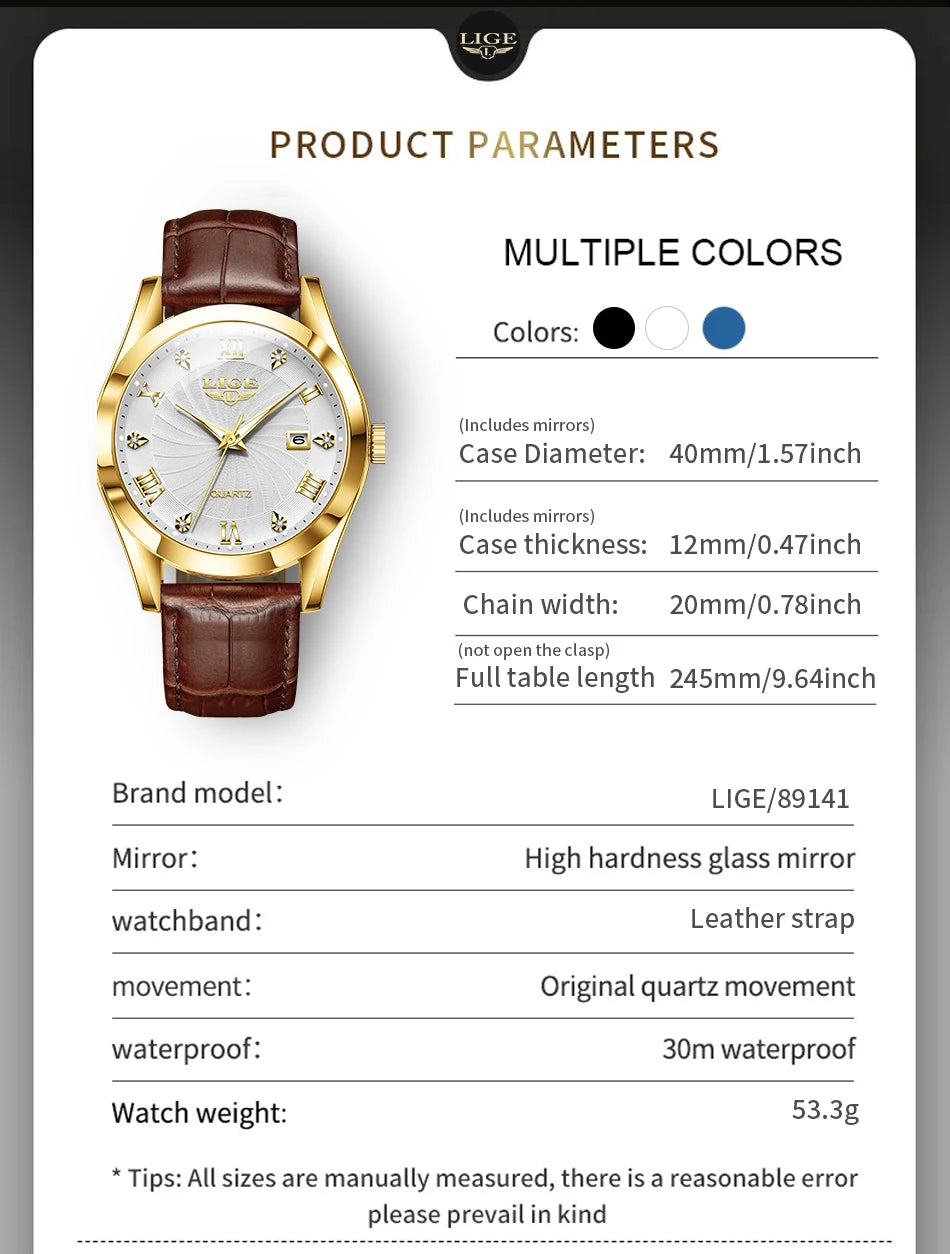 2025 New Women's Watch LIGE Fashion Elegant Bracelet Ladies Watch Outdoor Sports Waterproof Quartz Watches for Women Reloj Mujer