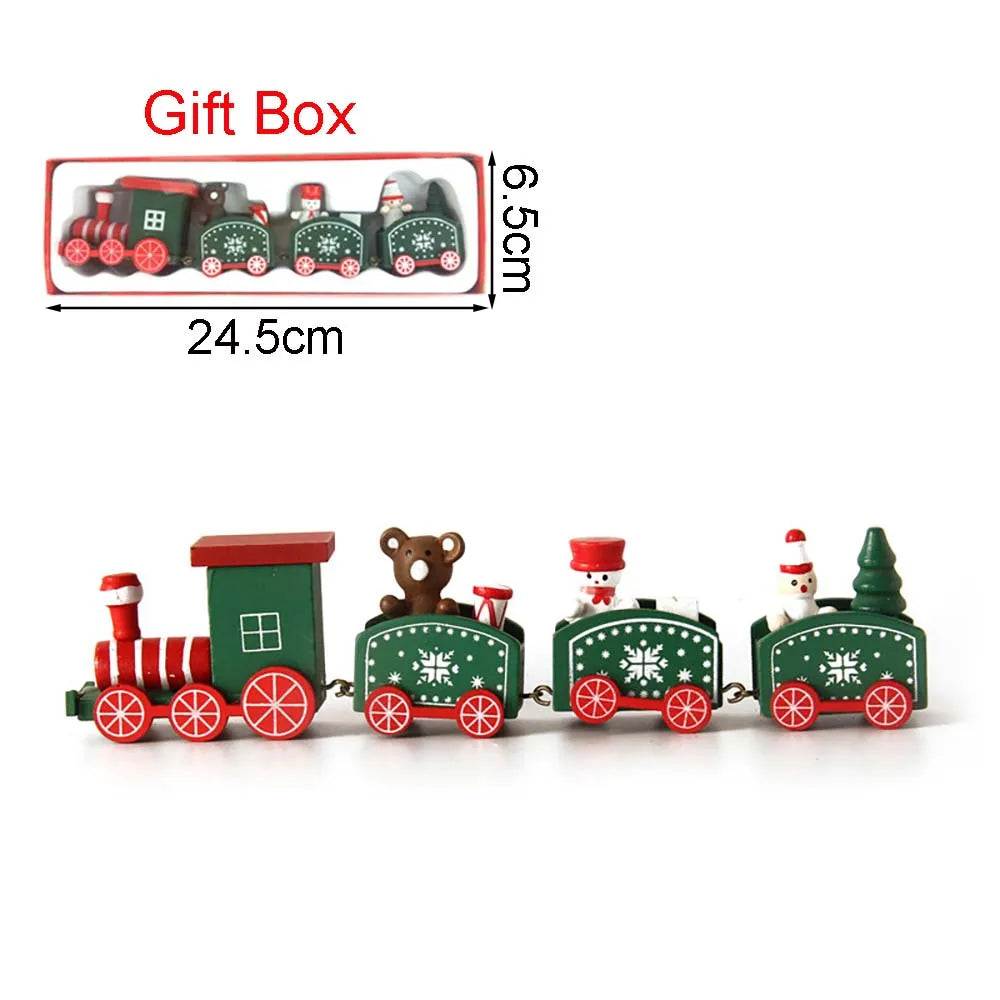 Christmas Decorations, Wooden Four-festival Mini Train, Children's Holiday Gifts, Window Display Table Ornaments Navidad