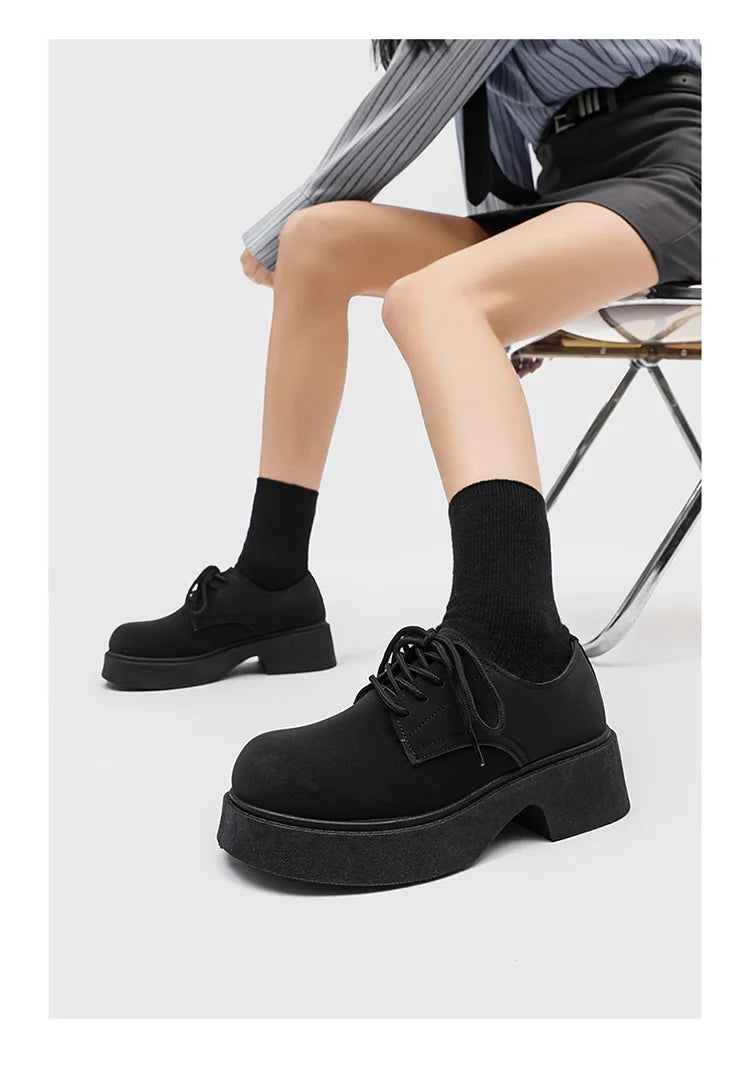 Classic British-Style Round-Toe Leather Shoes Non-Slip Comfortable Casual Dress Shoes Solid-Color Footwear for Youth Streetwear