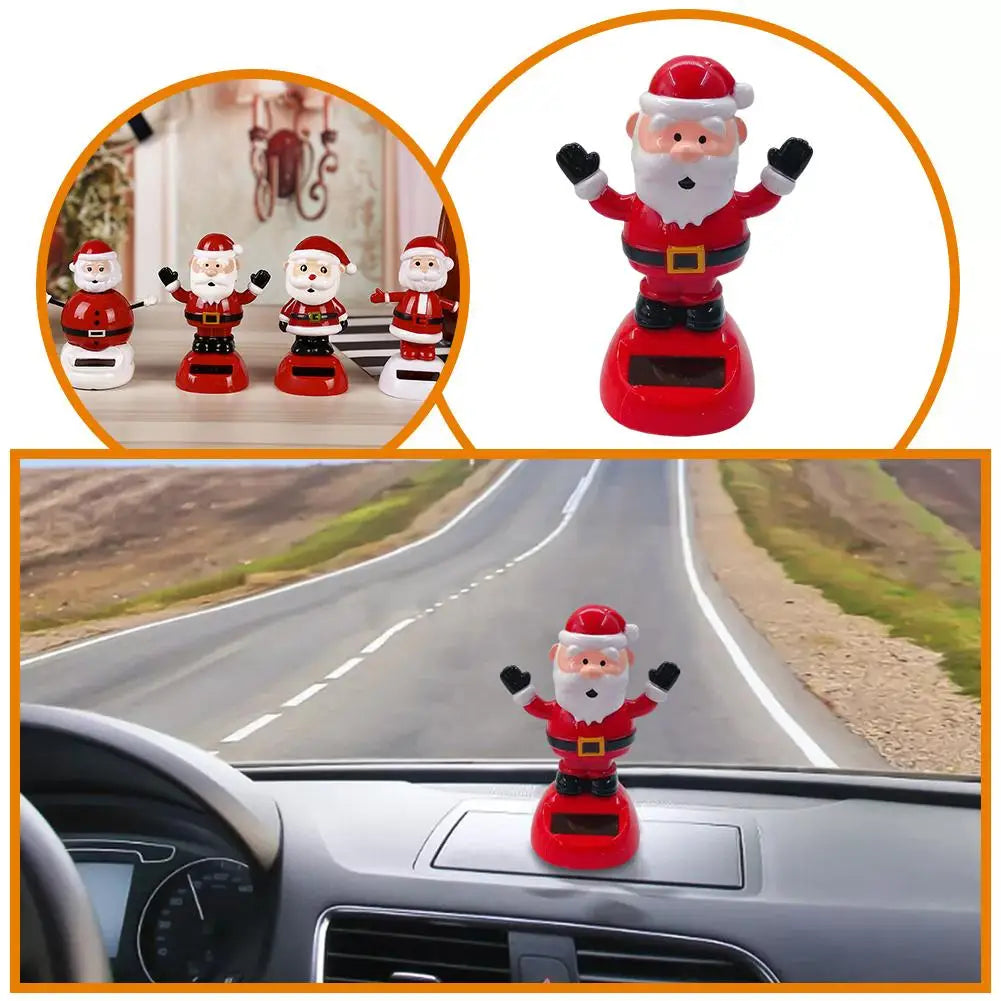 Christmas Car Decoration Solar Dancing Santa Claus Car Ornament Tree Elk Snowman Bobblehead Doll Merry Christmas Gift Accessory