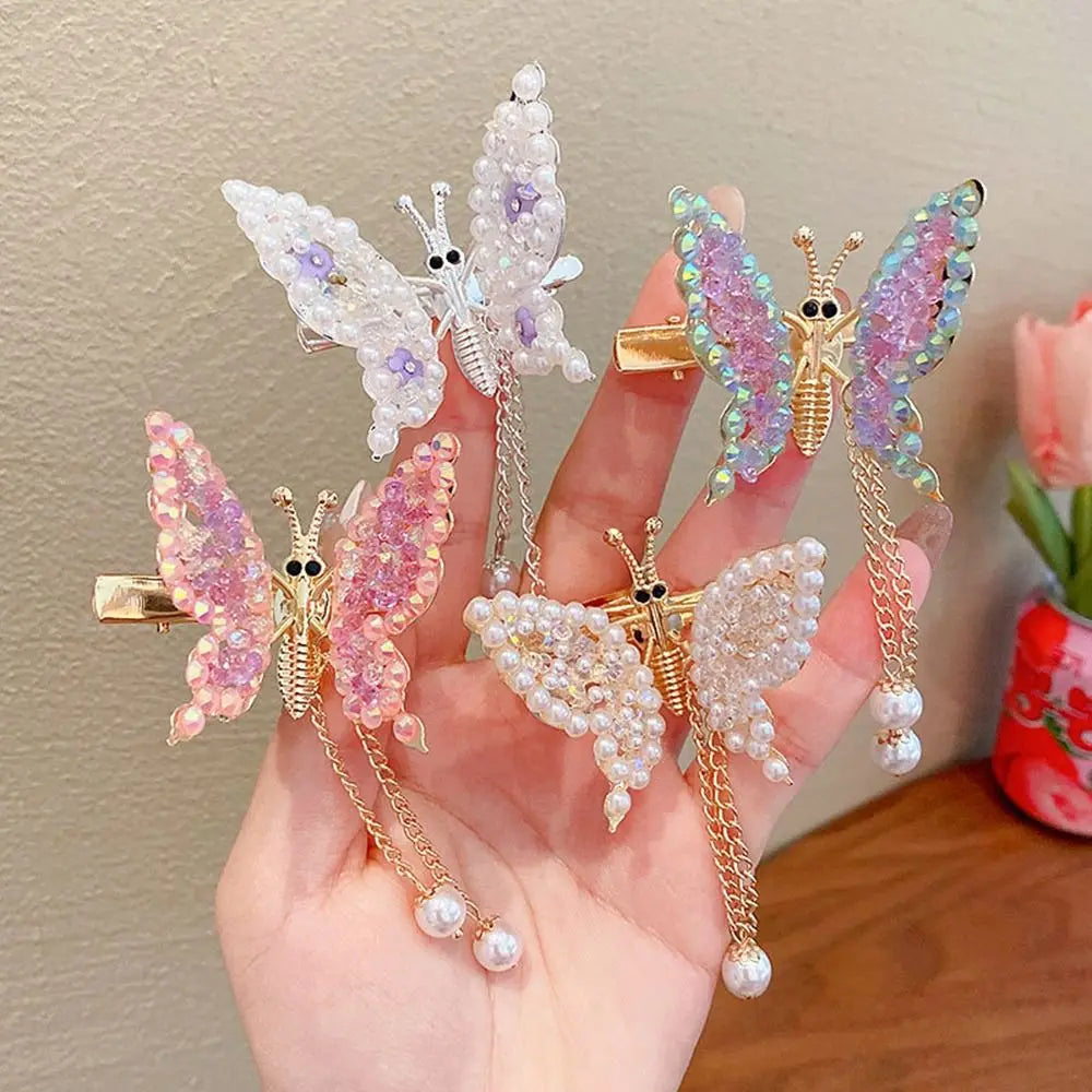 Hair Accessories For Women Hair Styling Tassel Butterfly Hairpin Headwear Shiny Hair Clips Flying Barrette Hair Clip