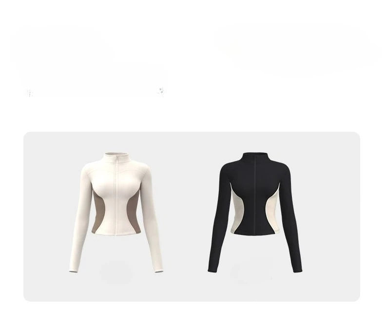 Women's Fitness Suit for External Wear Color Blocking Slimming and Slimming Quick Drying Yoga Jacket Running Sports Sweatshirt