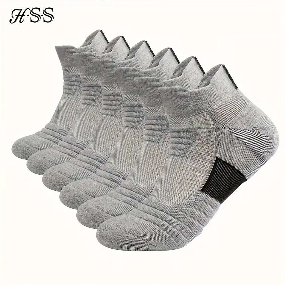 6/3/1 Pairs New Men Sports Running Fitness Flight Short Tube Socks Women's Towel Bottom Basketball Socks Solid Color Black Socks