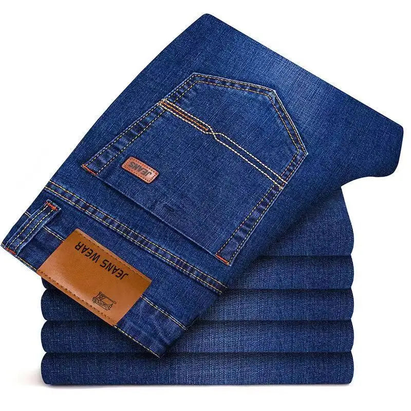 2025 Men NEW Men's Fashion Business Jeans Classic Style Casual Stretch Slim Jean Pants Male Brand Denim Trousers Black Blue Mens