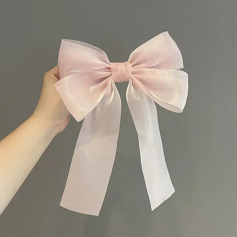 New Fashion Hair Accessories Black White Yarn Bow Hair Clip For Women Girls Spring Clip Back Head Hairpin