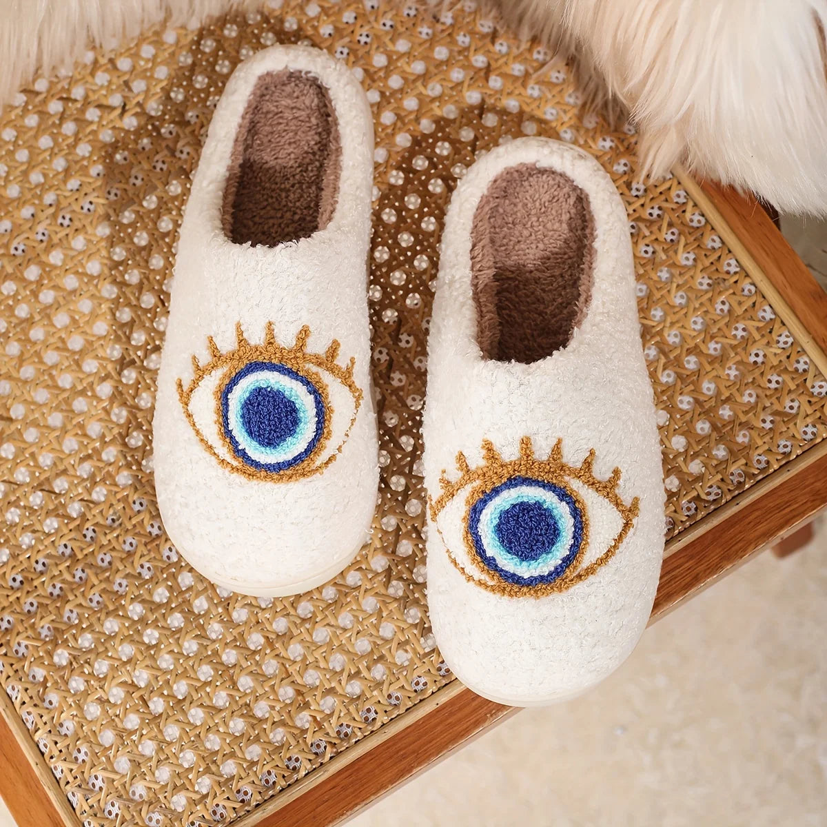 Winter Cartoon Embroidered Warm Non-Slip Indoor Slippers