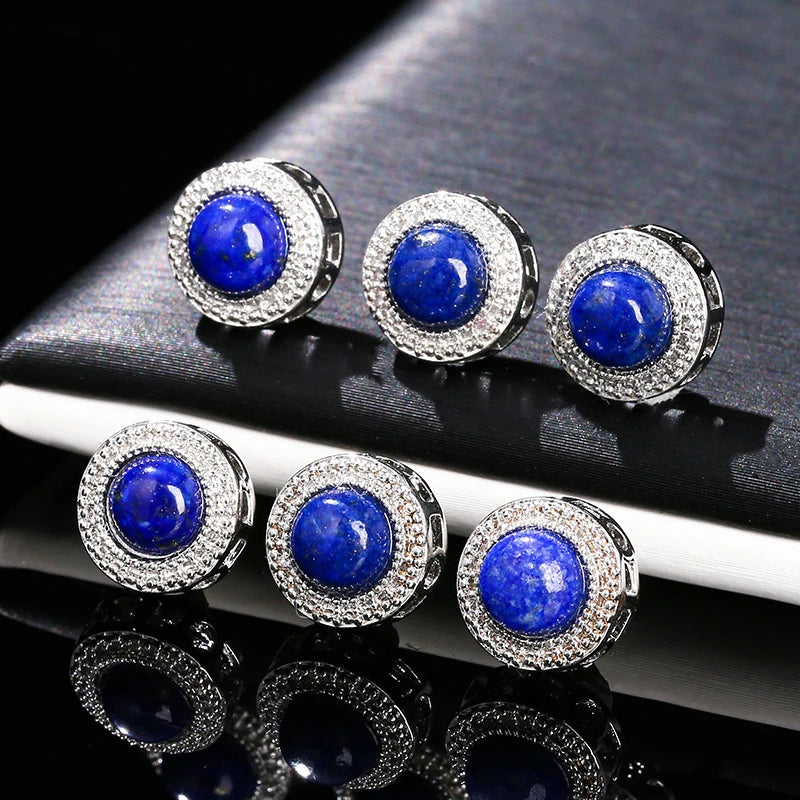 1 Pc Natural Stone Lapis Lazuli Round Cabochon Inlaid Magic Box Bead With Hole Pendant For Jewerly Making Diy Necklace Bracelet