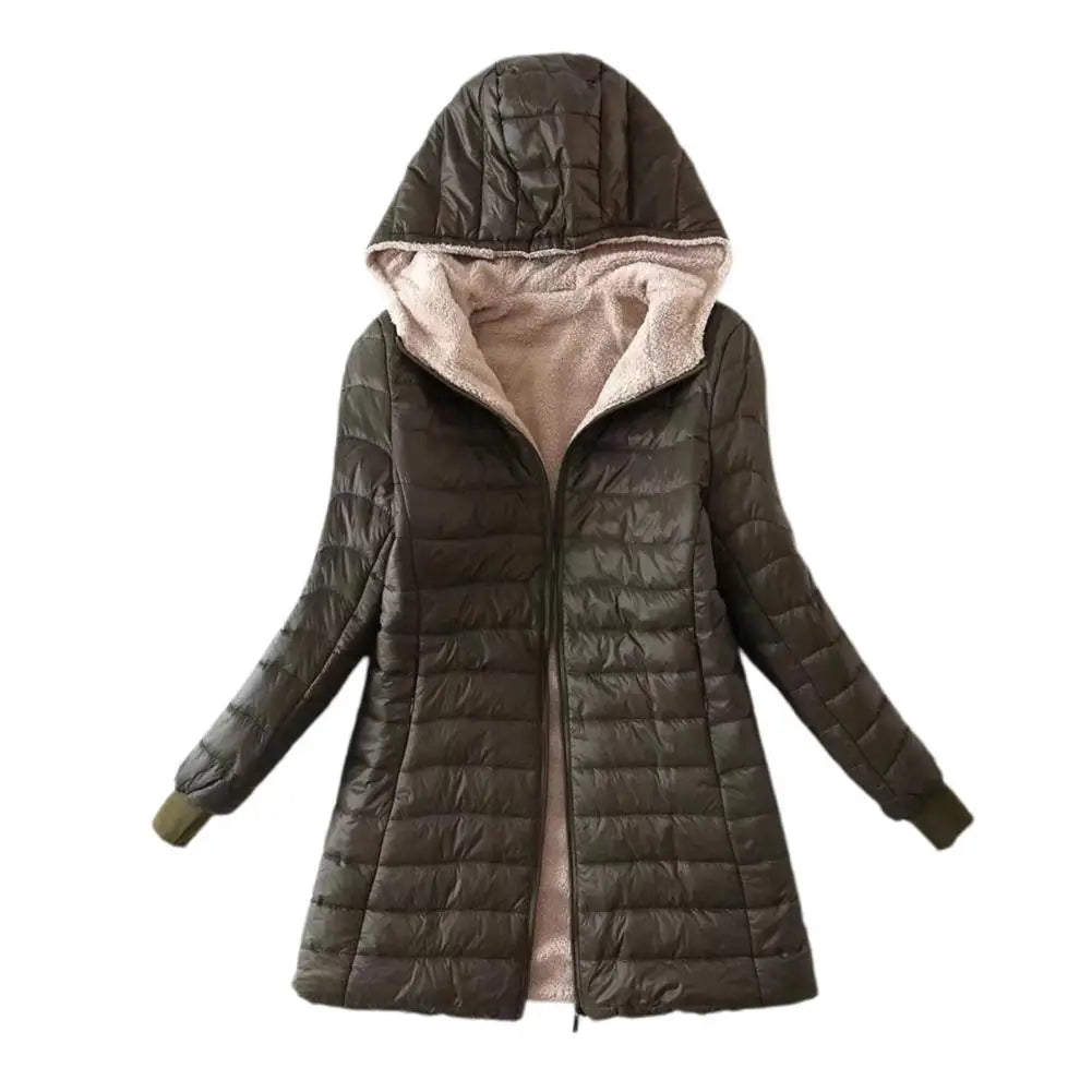 Soft Women Coat Casual Wear Plush Lining S-2XL Autumn Winter Mid-length Jacket  Women Mid-length Coat Keep Warm