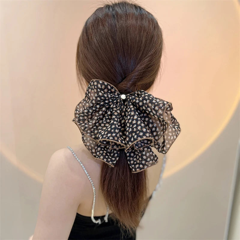 Women Fashion Hairpins cloth Ribbon Bowknot Hair Clips Elegant Girl Printed Floral Ponytail Hair Clip Headwear Hair Accessories