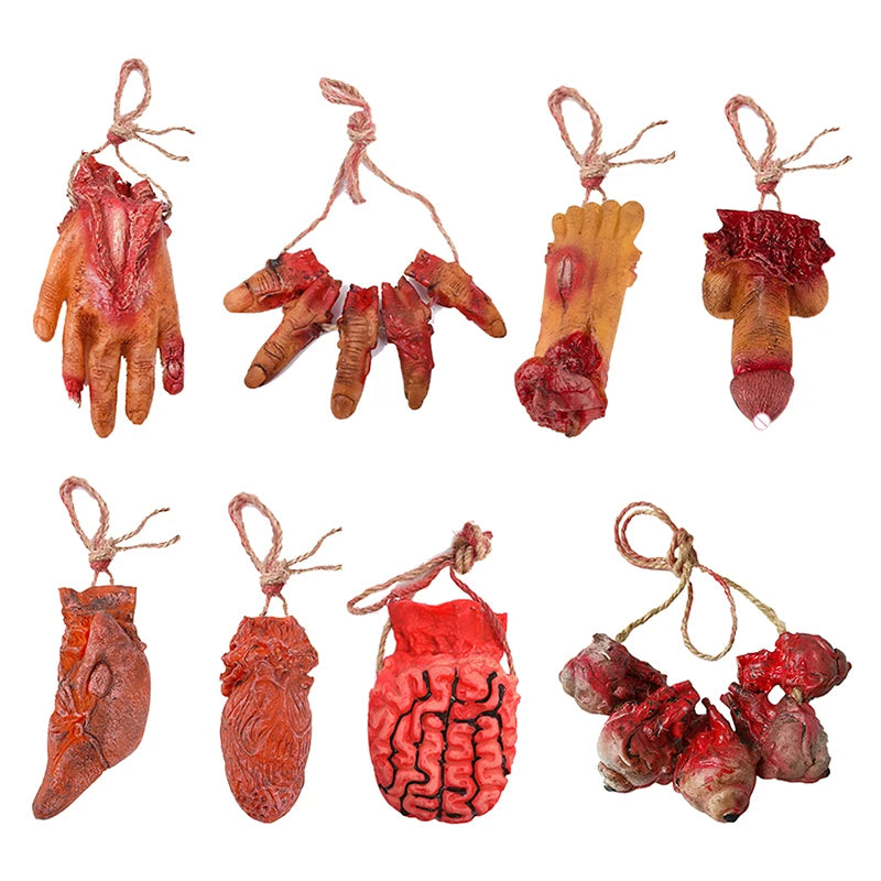 Halloween Party Ornament Horror Props Bloody Hand Fake Scary Finger Eyes Foot Brain Cock Dick Heart Organ Decor