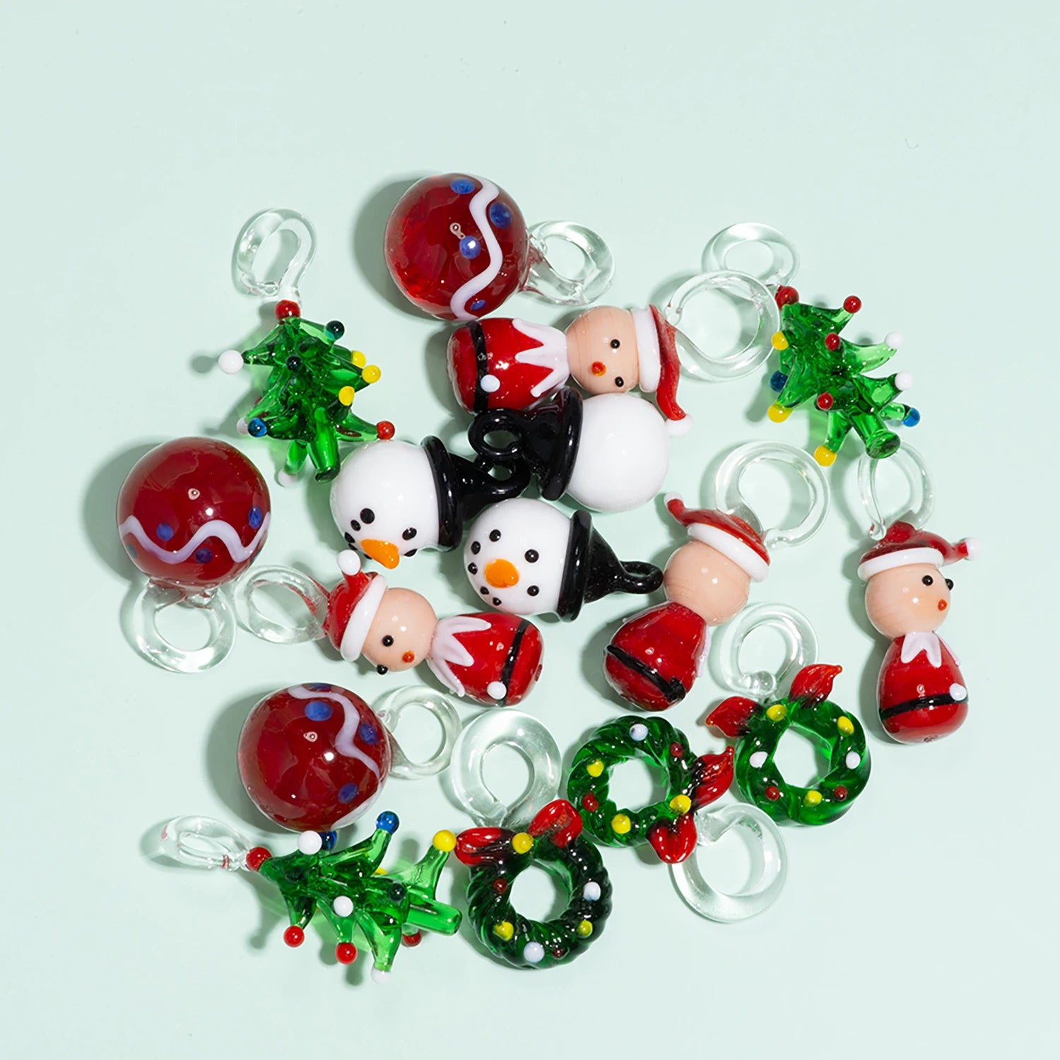 2Pc Christmas Glass Decor Set - Cheerful Santa & Snowman DIY Ornaments for Festive Trees