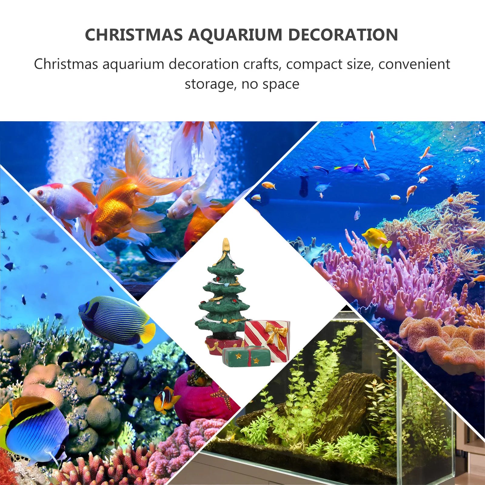 Aquarium Decor Christmas Decorations Xmas Ornaments Tree Holiday Artificial Mini