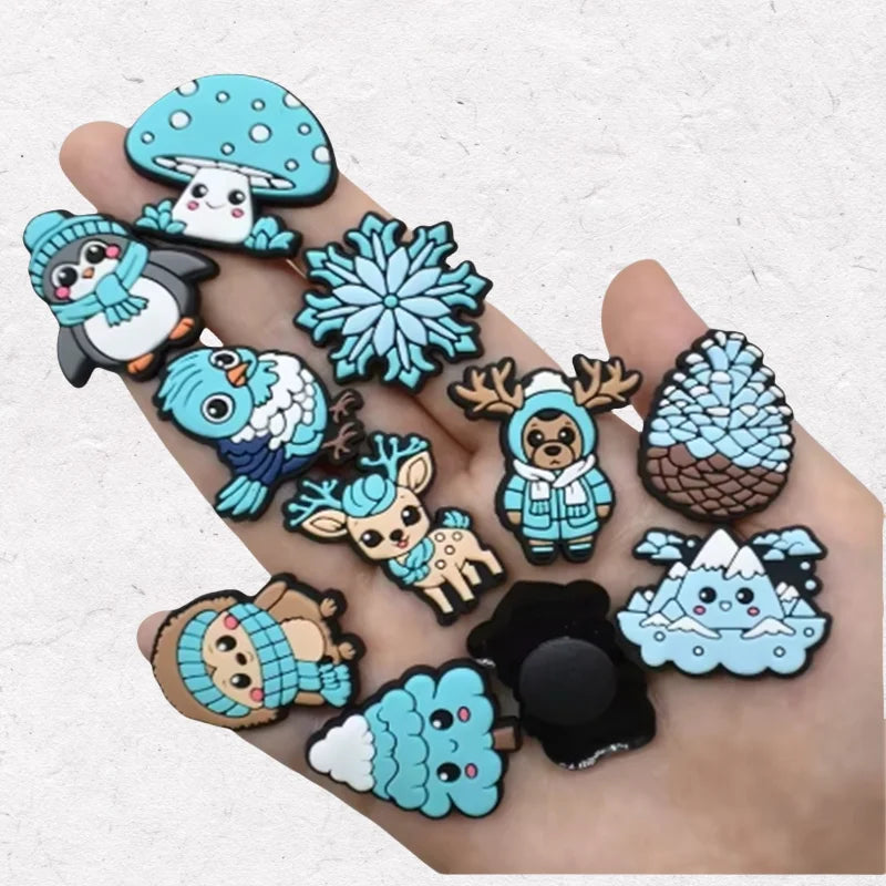 22Pcs Winter Ice Snow Shoe Charms Decoration for  Pin Accessories Bracelet Wristband Women Party Gifts