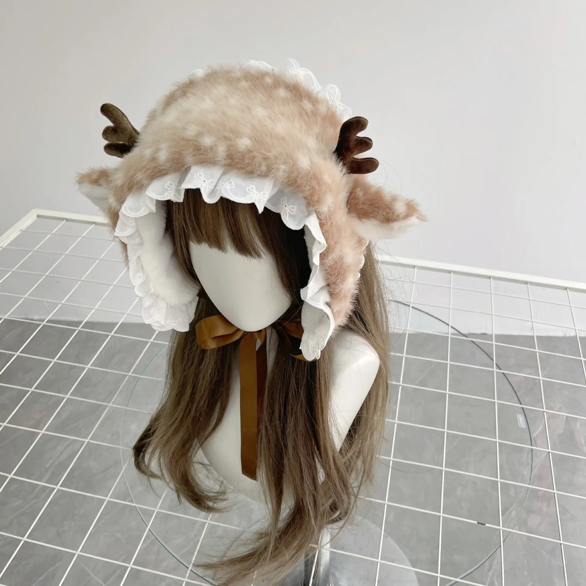 Winter Christmas Elk Plush Scarf Japanese Padded Warm Scarf Sweet Kawaii Antlers Hairband Cosplay Cute New Year Accessories