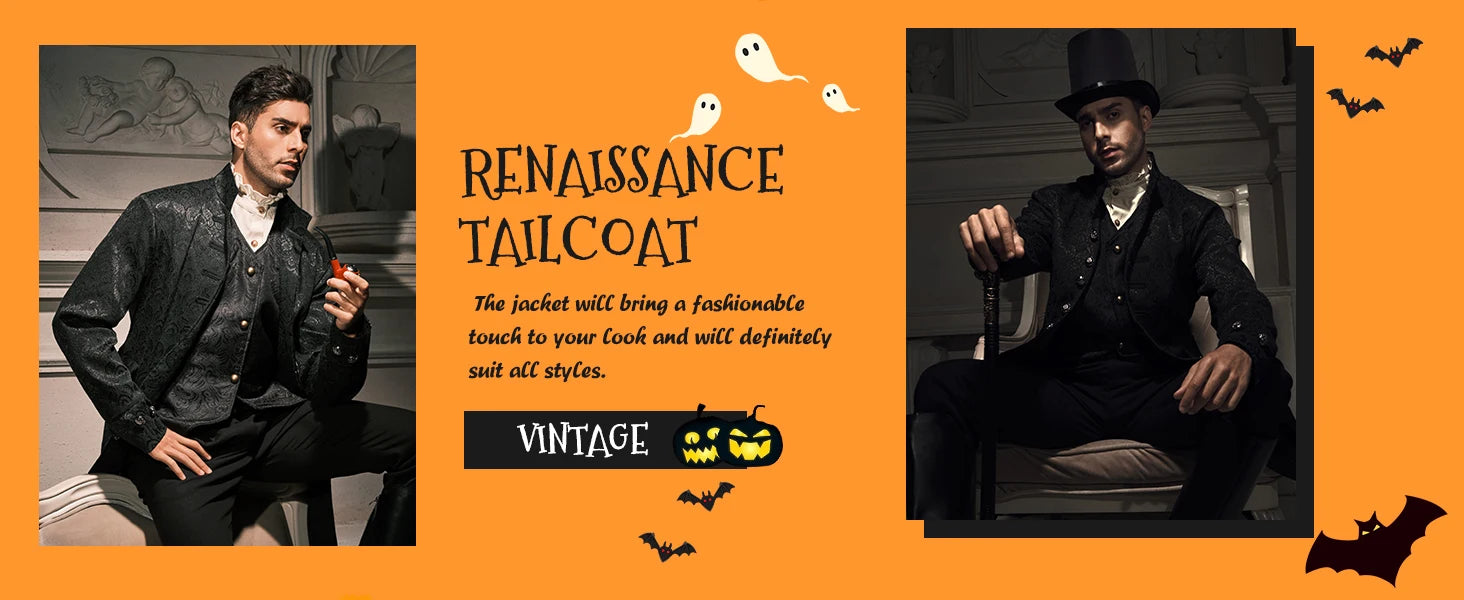 Mens Steampunk Medieval Jacket Pirate Viking Renaissance Costume Formal Tailcoat Gothic Victorian Halloween Tuxedo Coats