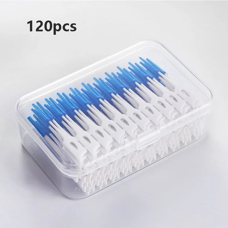 Interdental Silicone Brushes 200 Units Dental Toothpicks Brush Between Teeth   With Thread Oral Cleaning Tools