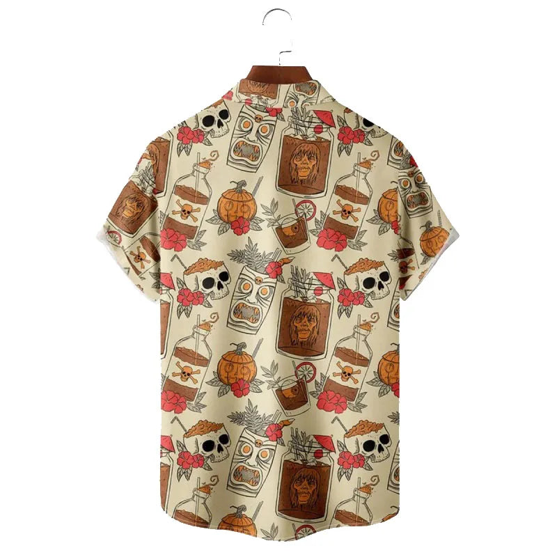 Hawaiian Shirts For Men Print Beach Short Sleeve Tops Blouse New Oversized Shirt Mens Designer Clothes High Quality Streetwear